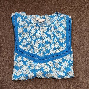 Reitmans Sleeveless Blue Top with White Flowers, XXL, NWT